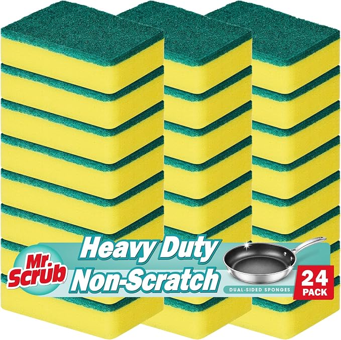 Mr. Scrub Sponges Kitchen Scrub Dish Sponge Scouring Pad, 24 Pack Cleaning by MrScrubCleaninghelpers