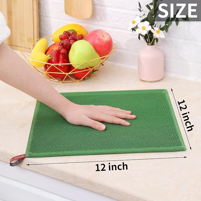 Homaxy 100% Cotton Waffle Weave Kitchen Dish Cloths 8-Pack, Grass Green | 12 x - Image 5