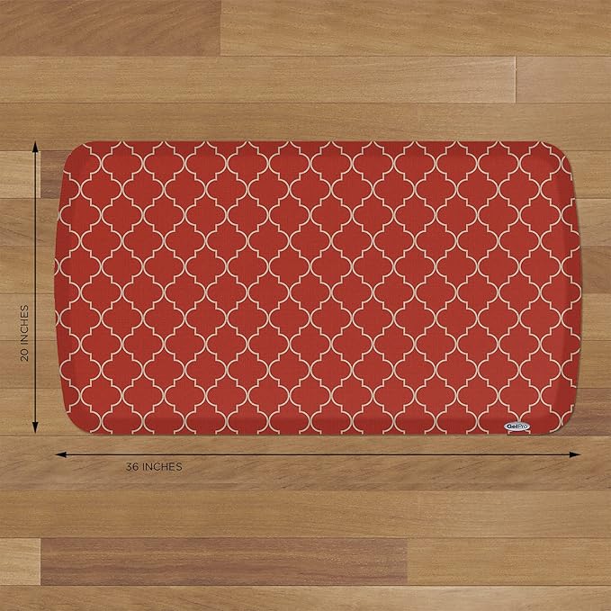 GelPro Elite Premier Anti-Fatigue Kitchen Comfort Floor Mat, 20x36", Trellis Red Chile Stain Resistant Surface with therapeutic gel and energy-return foam for health & wellness, Trellis Red Chile