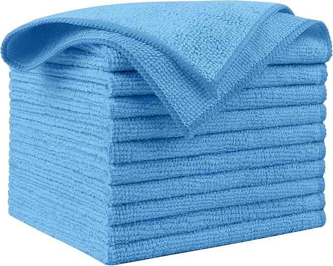 AIDEA Microfiber Cleaning Cloth Blue 10PK, Cleaning Rags 12×12" | Microfiber by AIDEAHOME