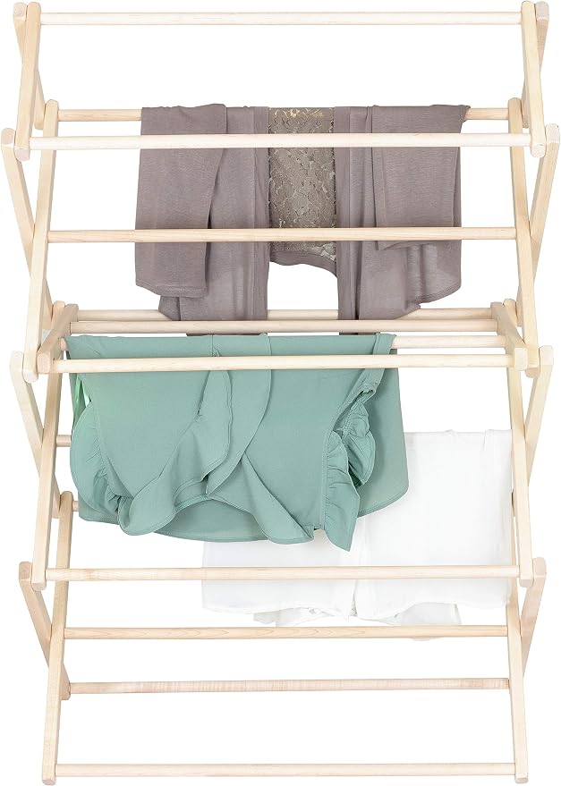 Clothes Drying Rack: Solid Maple Hard Wood Laundry Rack - Image 9