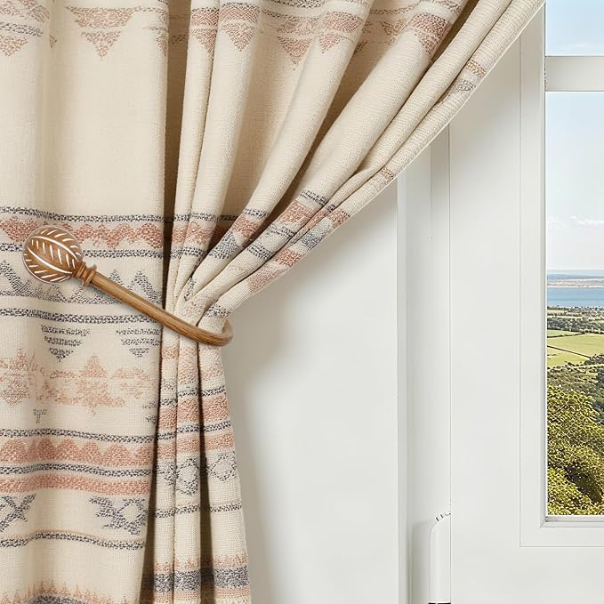 KAMANINA Wood Curtain Holdbacks 2pcs Big | Imitation Wood Grain, Size: 4.7" W x - Image 4
