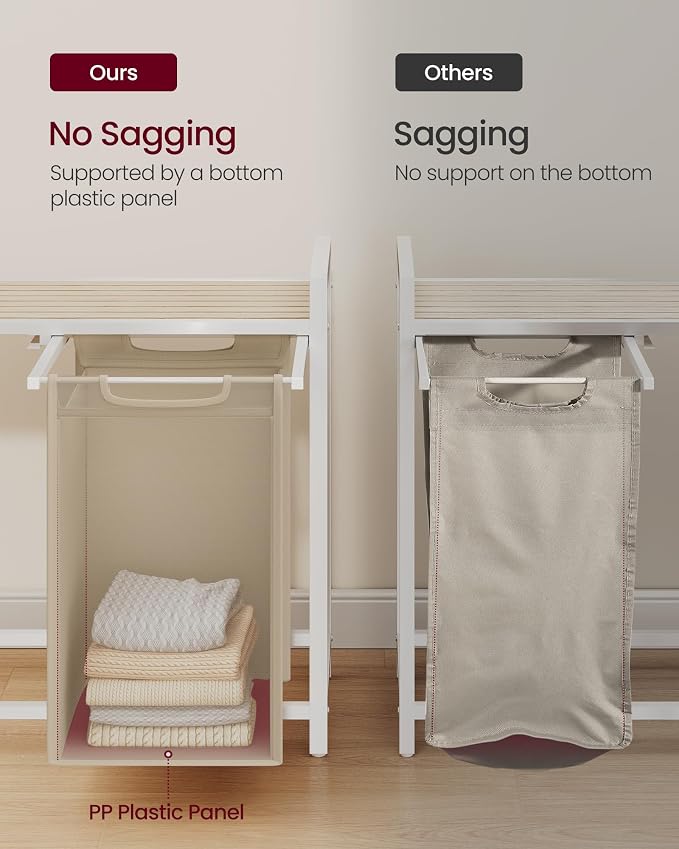 VASAGLE Laundry Hamper with Shelf, 2 Pull-Out Bags, 2 x 12.1 Gallons - Image 5