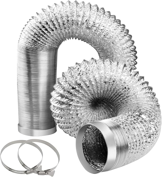 4-Inch Dryer Vent Hose 22FT, Flexible Aluminum Duct with 2 Clamps, Heavy-Duty Four Layer Protection for HVAC Ventilation and Exhaust