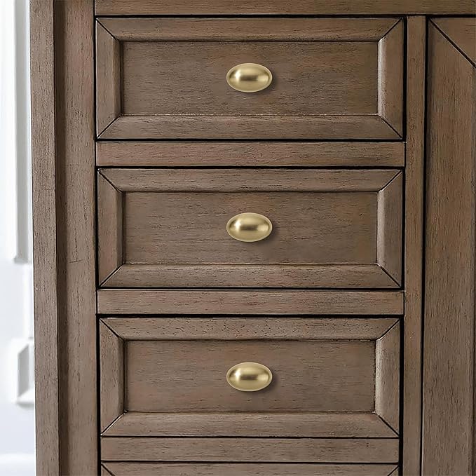 Khtumeware 2 Pack - 1-3/8 inch(35mm) Bronze Cabinet Knobs - Drawer Knobs - Satin Brass Oval - Zinc - For Dresser & Kitchen Cabinet Hardware