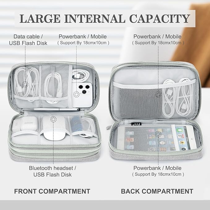 FYY Electronic Organizer, Travel Tech Pouch Bag, Waterproof, Double Layers - Image 3