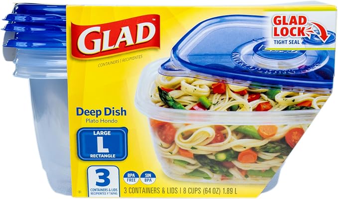 Glad GladWare Deep Dish Food Storage Containers, 64 Oz, and meal prep in a - Image 2