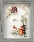 FrameWorks 8x10 Driftwood Wooden Shadow Box Frame – Soft Felt Back, Tempered Glass, and Included Elegant White Ball Push Pins