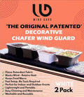 2 Pack Chafer Wind Guard - 'The Original Patented' Chafing Dish Wind Guard - Flame Retardant Sterno Covers - Catering Supplies Buffet Display Accessories for Weddings Events Parties - Creamy White