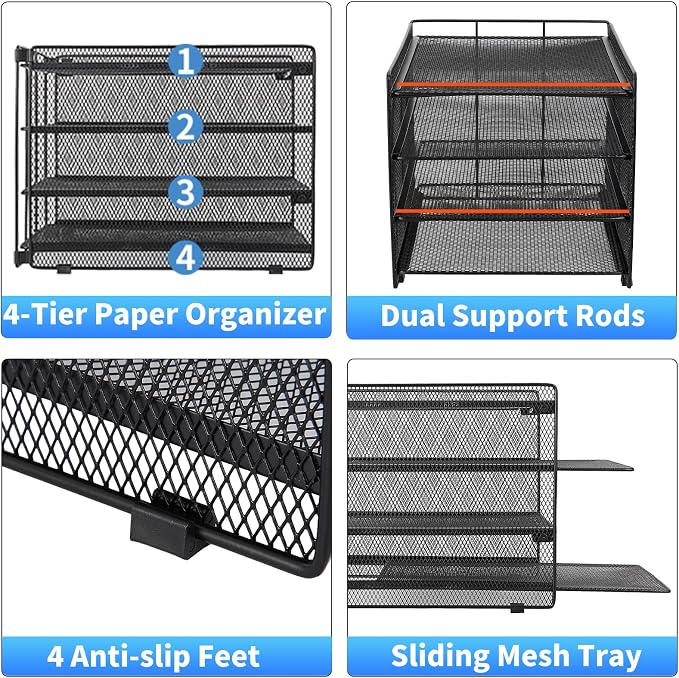 OPNICE Desk Organizer, 4-Tier Paper Organizer Letter Tray, Office Desk - Image 3