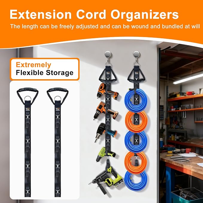 Extension Cord Organizer with 5 Detachable straps | 2 PCS Extension Cord Holder - Image 2