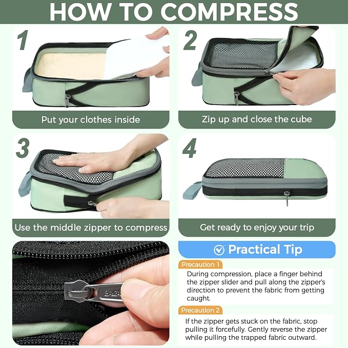 BAGAIL 4 Set/6 Set/8 Set Compression Packing Cubes Travel Accessories - Image 5