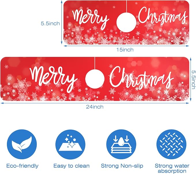 Merry Christmas Snowflake Kitchen Sink Splash Guard Mat Absorbent Fast Drying - Image 3