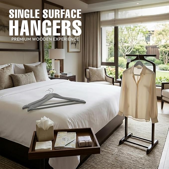 Utopia Home Wooden Hangers 20 Pack – Slim Suit Hangers Grey | 360° rotatable - Image 3