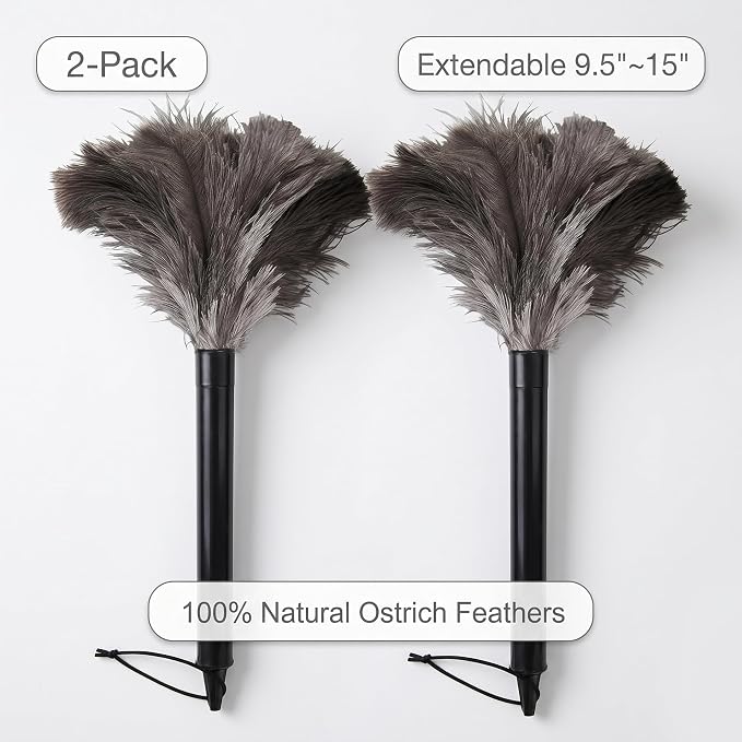 2 Pcs Retractable Ostrich Feather Dusters, Washable Handheld Tools | 2-piece set - Image 4