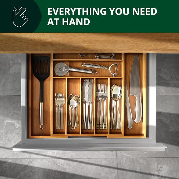 ROYAL CRAFT WOOD Luxury Bamboo Kitchen Drawer Organizer - Image 9