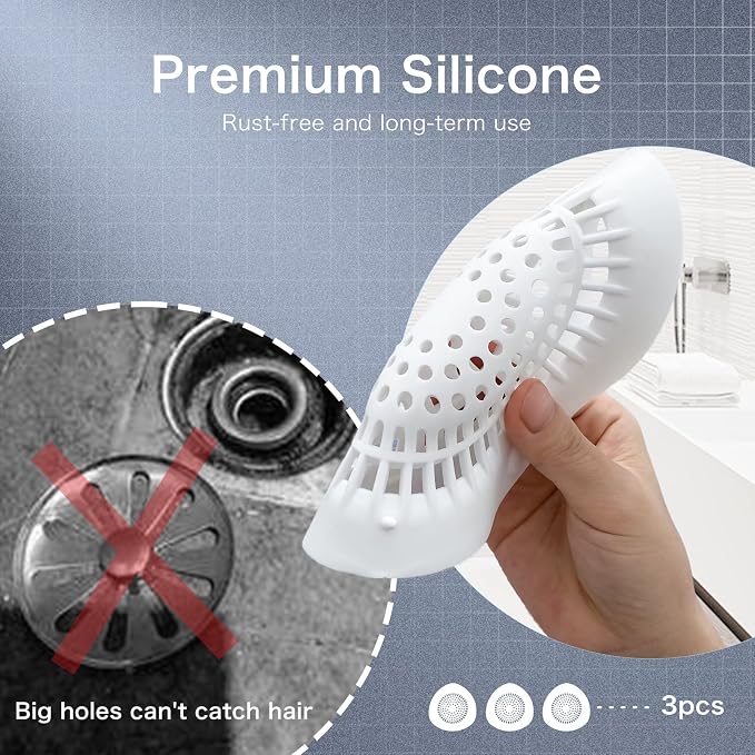 Hair Catcher Shower Drain Cover Bathtub Silicone Hair Catcher Stopper Drain - Image 3