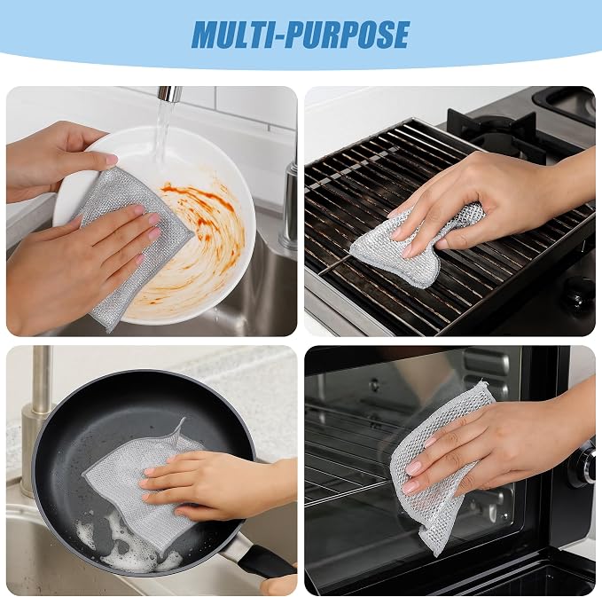 Aidoclip 30PCS Non Scratch Steel Wool Dishcloth Scrubber Pads Kitchen Set - Image 4