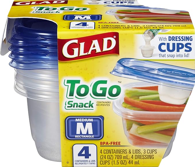 Glad GladWare To-Go Medium Rectangle Snack Containers, 24 Oz, 6-Pk | BPA-free - Image 2
