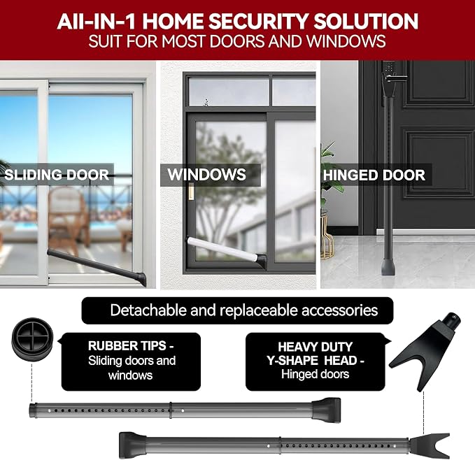 AceMining 2 Pack Door Security Bar, Patio Door Lock, 20-50 in | Sliding Glass - Image 2