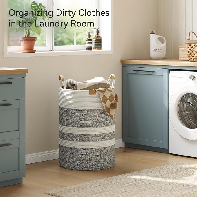Nunsino 95L Striped Laundry Hamper - Image 2