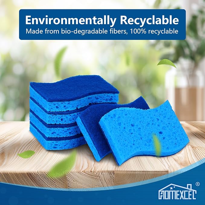 HOMEXCEL Sponges Kitchen 24 Pack, Non Scratch Scrub Dish Sponge, S- Blue | Dual - Image 6
