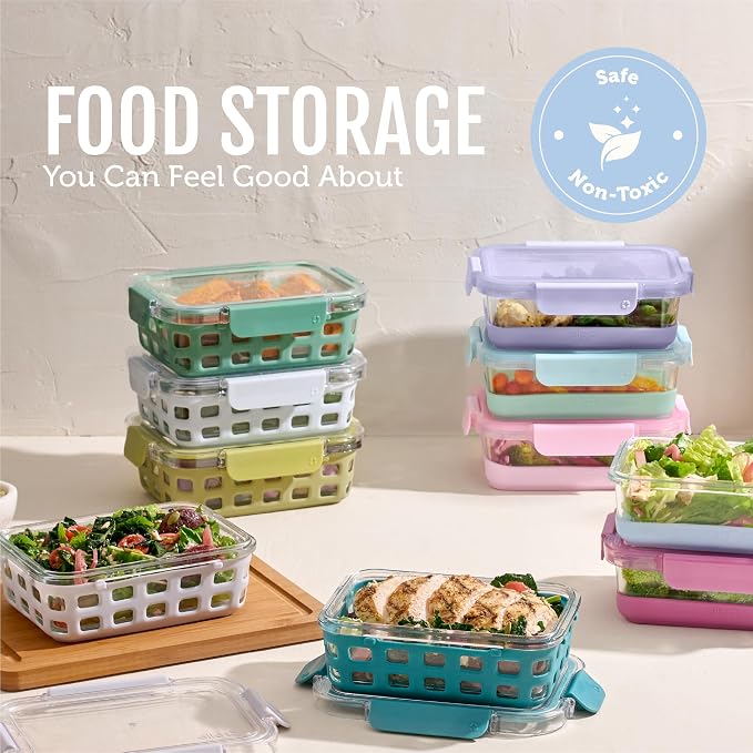 Ello Duraglass 3.4 Cup Glass Meal Prep Containers, 5 Pack, Leakproof BPA-Free - Image 7