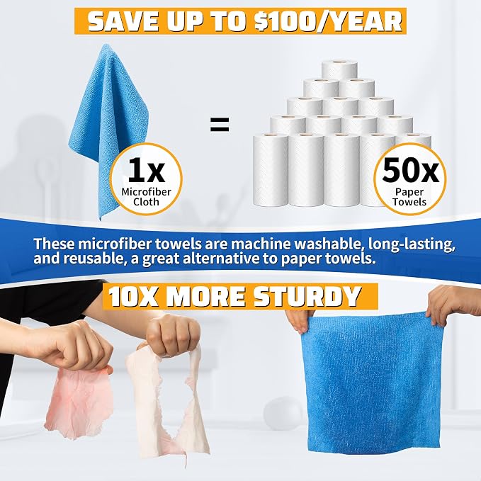 Shop Towels, 150 Pack Cleaning Rags Microfiber Towels, Bulk All-Purpose - Image 7