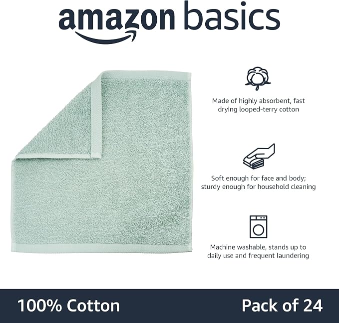 Amazon Basics Highly Absorbent, Soft & Durable 100% Cotton Washcloths - Image 4