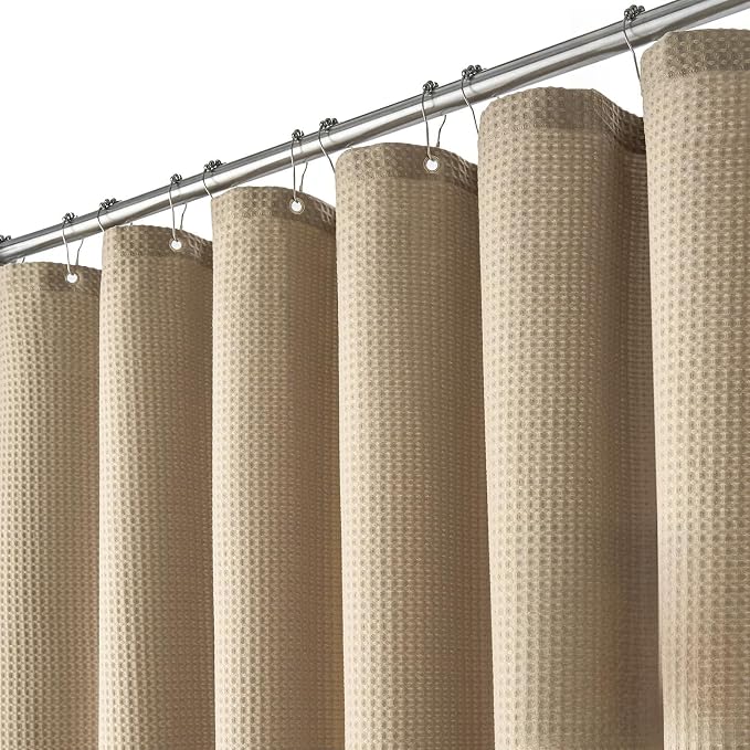 Dynamene Stall Waffle Shower Curtain 256 GSM Heavy Fabric 48x72 Beige/Khaki by Dynamene