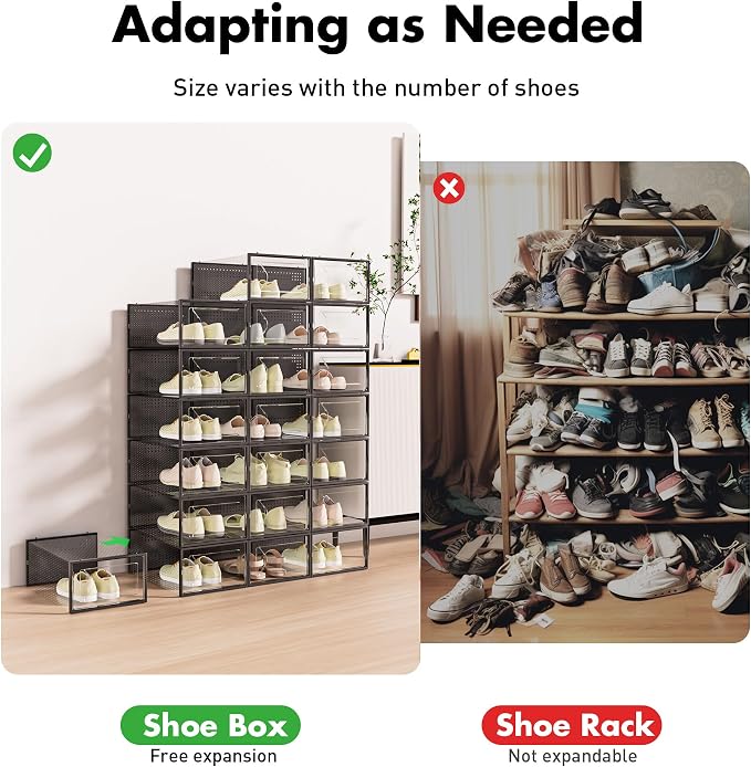 Foluck 15 Pack Shoe Storage Organizer Box Container Clear Plastic Stackable - Image 4