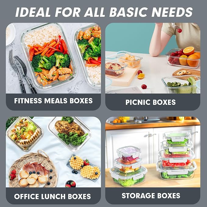 VERONES 30 Pieces Glass Food Storage Containers Set - Image 6