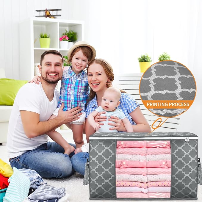 90L Large Storage Bags, 6 Pack Clothes Storage Bins Closet Organizers | - Image 5