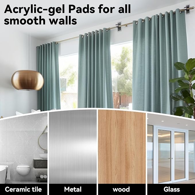 8PCS No Drill Curtain Rod Bracket, Adhesive Curtain Rod Holders | Multipurpose - Image 5