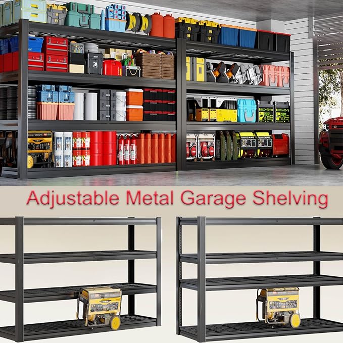 68" Wide Heavy Duty Garage Shelving Units, 5-Tier Deep Storage Shelves,Black Metal Garage Shelves,Steel Shelf,Large Storage Rack,Industrial Shelving for Shop, 68" W x 20" D x 84" H,2 Pack