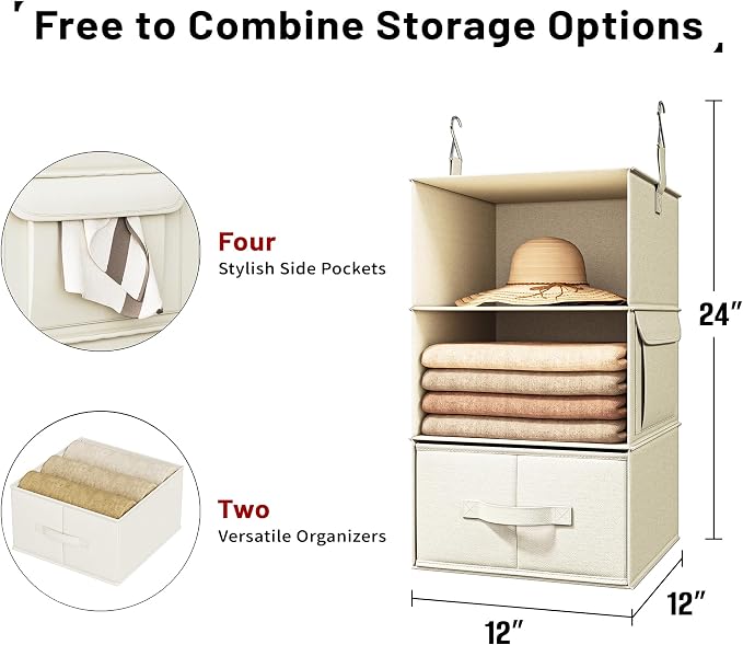 2 Pack 3-Shelf Hanging Closet Organizer - Image 3