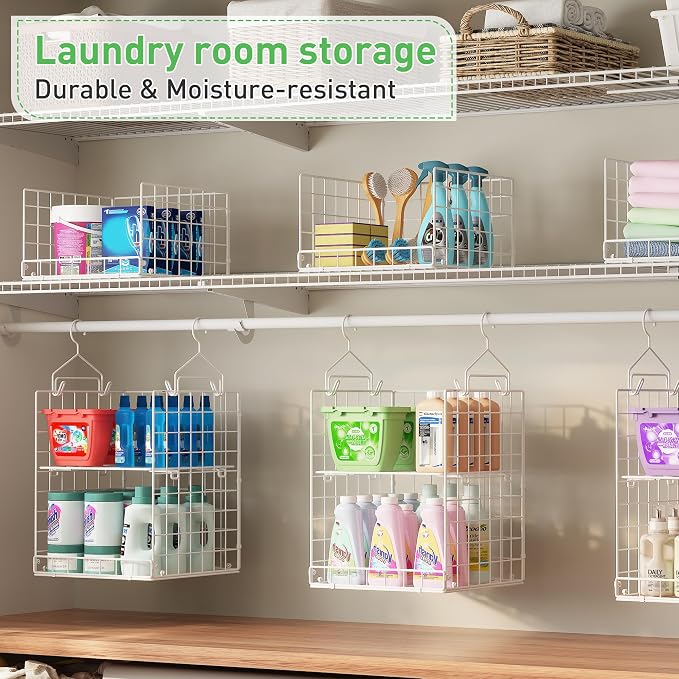 6 Tier Hanging Closet Organizers and Storage, 4 Hooks 2 Adjustable Dividers | - Image 5