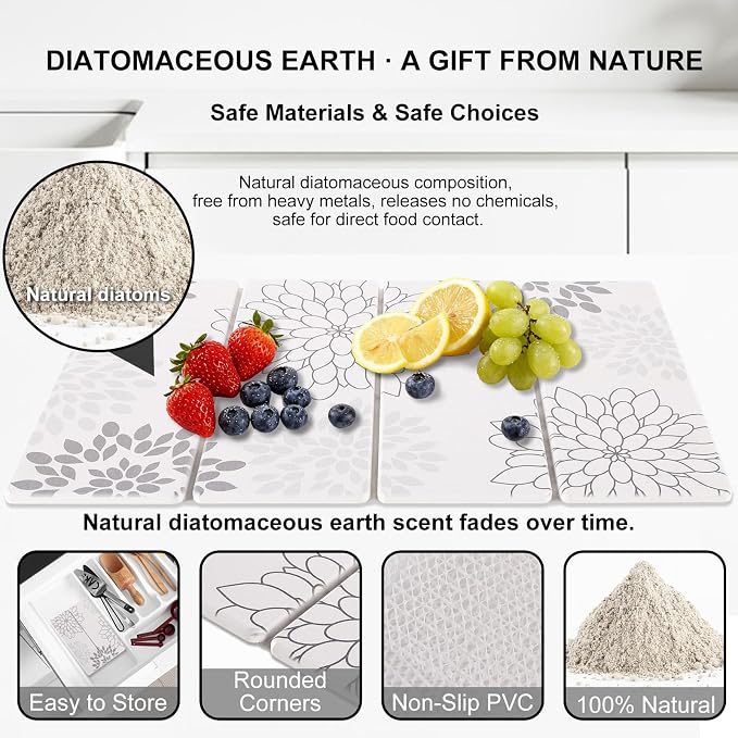 Stone Drying Mat for Kitchen Counter 3-Pack, Soft Diatomaceous Earth Absorbent - Image 4