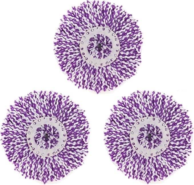 3 Pack Spin Mop Replacement Head, Round Shape Standard Size Microfiber Mop Head by TidyMonster