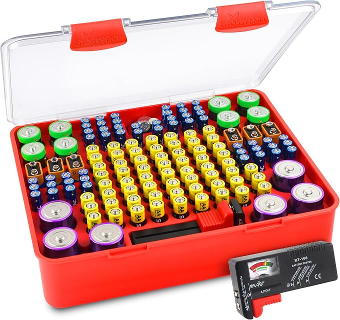 140 Slot Multi Battery Storage Box, Battery Storage Case, Battery Holder by GlossyEnd