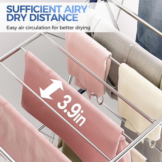 Large Stainless Steel Clothes Drying Rack, Generous Drying Area | Foldable - Image 4