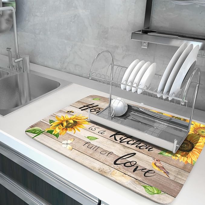 Sunflower Floral Dish Drying Mat - Image 5