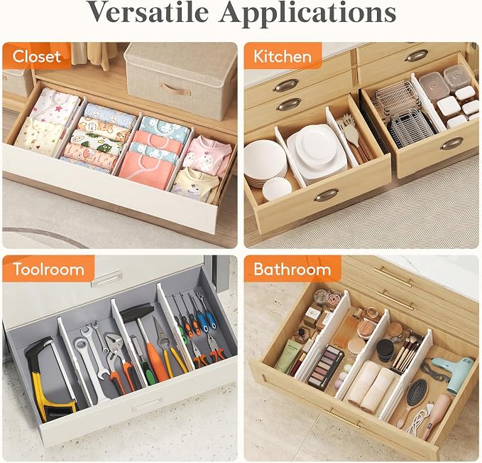 Lifewit 6" Tall Drawer Dividers, Adjustable Deep Drawer Organizer Clothes | 5 - Image 7