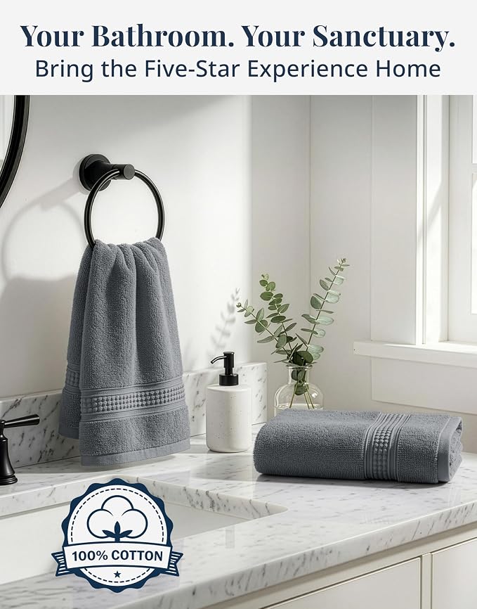 LANE LINEN Bath Hand Towels 100% Cotton 4 Pack 16x28 - Image 6