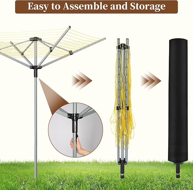 Rotary Clothesline Outdoor Umbrella Drying Rack - Image 4