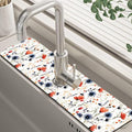 Watercolor Red and Blue Flowers Sink Faucet Absorbing Mat Sink Splash Guard by Unknown
