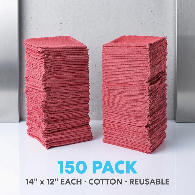 SIMPLI-MAGIC Premium Shop Towels 14”x12”, Commercial Grade Red, 150 Pack - Image 6