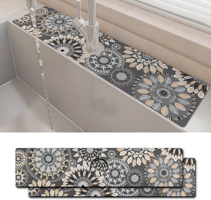2PCS 24" X 5.5" Kitchen Sink Splash Guard Faucet Mat Mandala Super Absorbent by Unknown