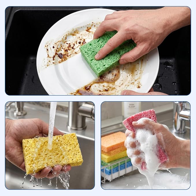 ARCLIBER 6 Pack Cellulose Scrub Sponges Non-Scratch Heavy Duty Kitchen | - Image 7