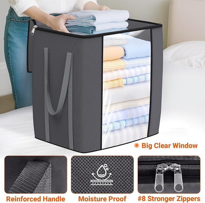 TasticTotes 120L Extra Large Blanket Clothes Storage Bags, 6 Pack | Foldable - Image 4